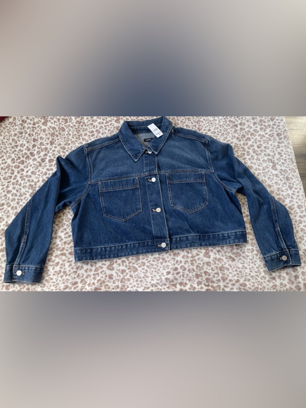 Express Dark Blue Cropped Denim Jacket